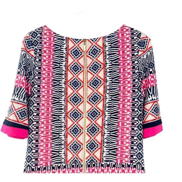 Eliza J pink , blue , purple tribal pattern short sleeve size 6 - Picture 7 of 8